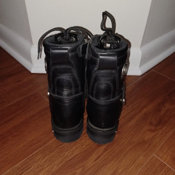 Sold - Milwaukee Leather MBL201 Women's Black Lace-Up Motorcycle Rider Boots - Picture 3 of 10